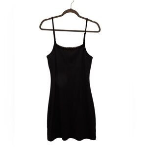 Aerie Black Ribbed Slip Dress